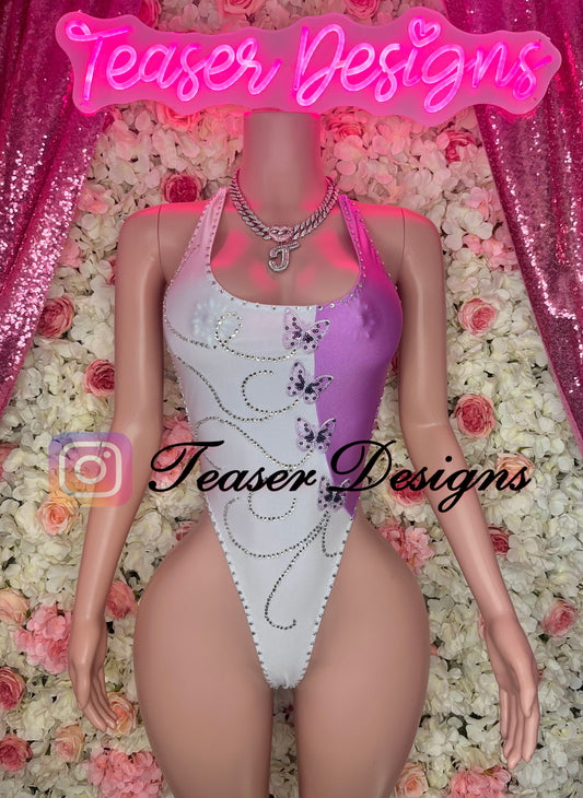 OS two tone butterfly bodysuit