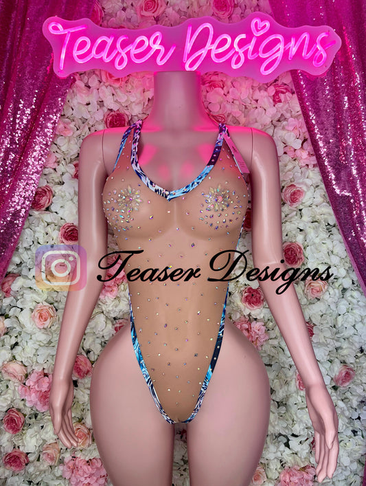 OS mesh blinged bodysuit